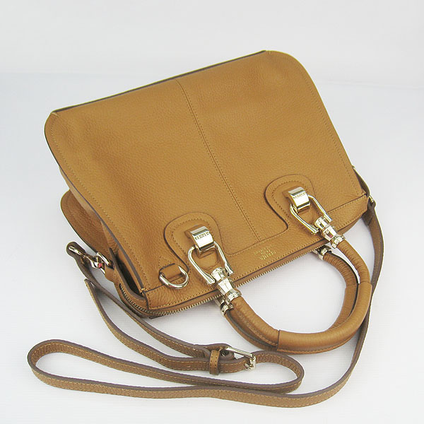 Fake Hermes New Arrival Double-duty leather handbag Light Coffee 60669 - Click Image to Close